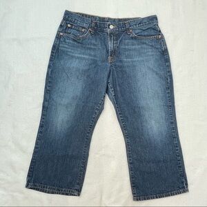 Lucky Brand Dungarees Refugee Crops Classic Clamdigger can roll cuffs Sz 32‌‌‌‌‌